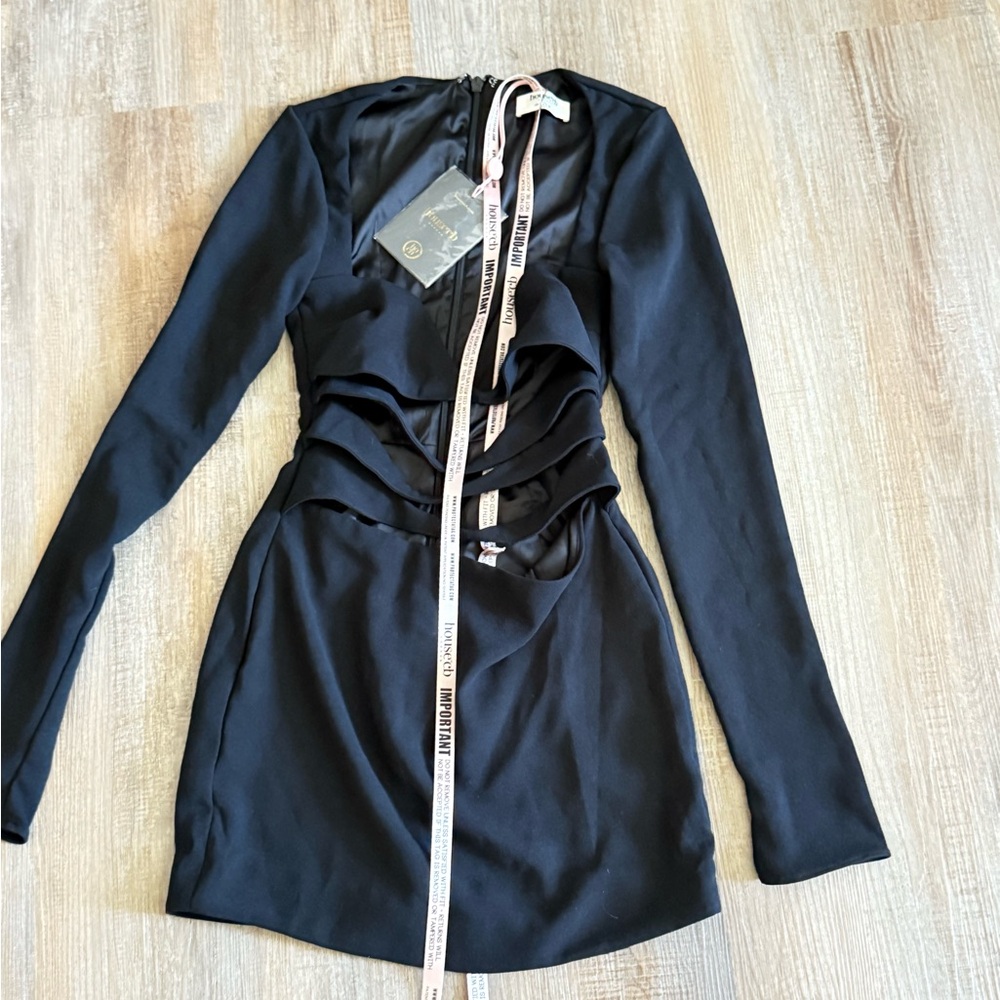 House of CB Black Long Sleeve Dress with Cutout Design
